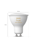 Bombilla  inteligente Philips Hue White Ambiance LED 5W 2200K-6500K GU10 350lm Pack 3 medidas producto