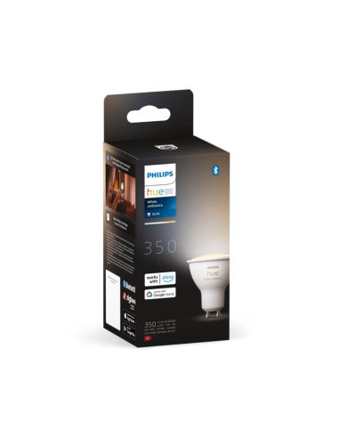 Lâmpada inteligente Philips Hue White Ambiance 4.3W 2200K-6500K 350lm GU10 caixa do produto