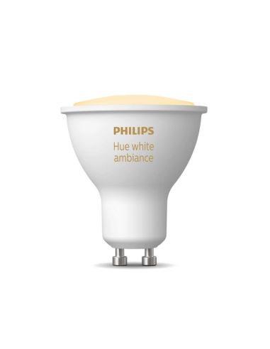 Bombilla inteligente Philips Hue White Ambiance 4.3W 2200K-6500K 350lm GU10 encendida