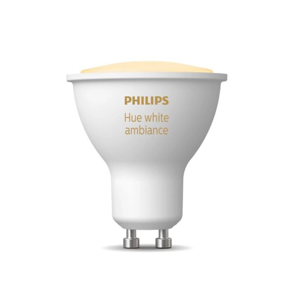 Bombilla inteligente Philips Hue White Ambiance 4.3W 2200K-6500K 350lm GU10 encendida