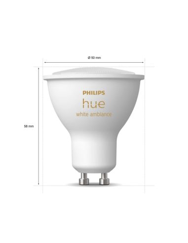 Lâmpada inteligente Philips Hue White Ambiance 4.3W 2200K-6500K 350lm GU10 medidas do produto
