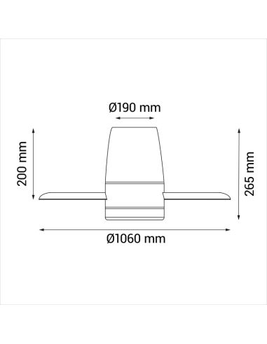 Ventilador de Techo LED Taro negro DC Luz regulable medidas