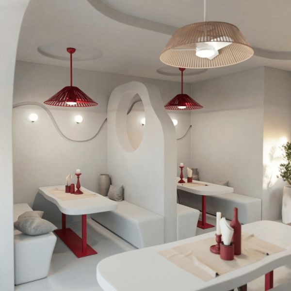 Ventilateur de plafond Gema LED avec écran de jute ambiant