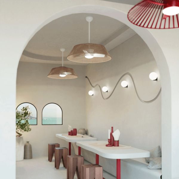 Ventilateur de plafond Gema LED avec écran en jute