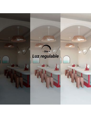 Ventilador de teto LED Gema com tela de juta de luz ajustável