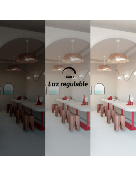 Ventilador de teto LED Gema com tela de juta de luz ajustável