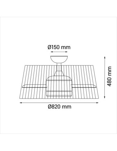 Ventilador de Techo LED Gema con pantalla medidas