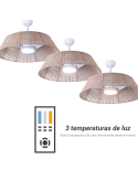 Ventilateur de plafond Gema LED avec écran en jute température de la lumière