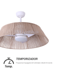 Ventilateur de plafond Gema LED avec minuterie écran en jute