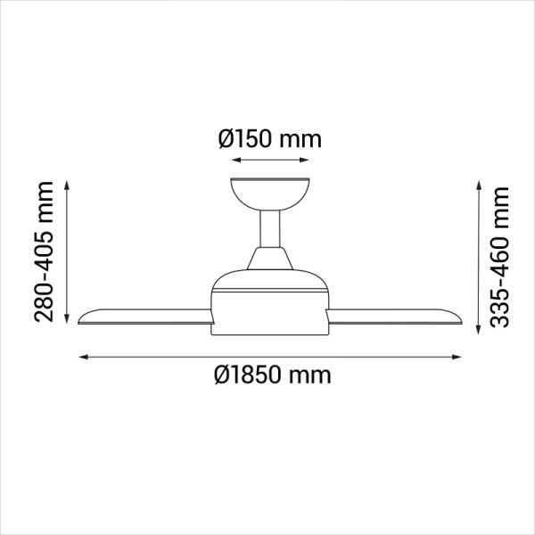 Ventilateur de plafond Nova XXL intérieur/extérieur mesures DC