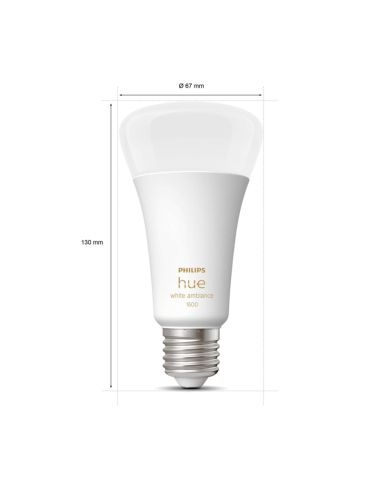 Lâmpada inteligente Philips Hue White Ambiance A67 13W 2200-6500K E27 1600lm medidas do produto