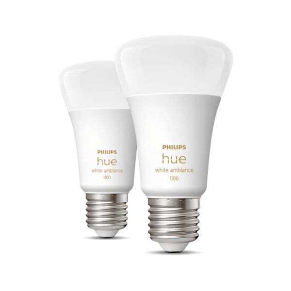 Lâmpada inteligente Philips Hue White Ambiance A60 8W 2200K-6500K E27 1100lm Pacote 2
