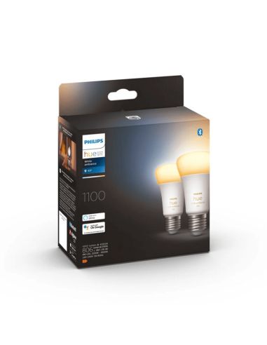 Ampoule intelligente Philips Hue White Ambiance A60 8W 2200K-6500K E27 1100lm Pack 2 box produit
