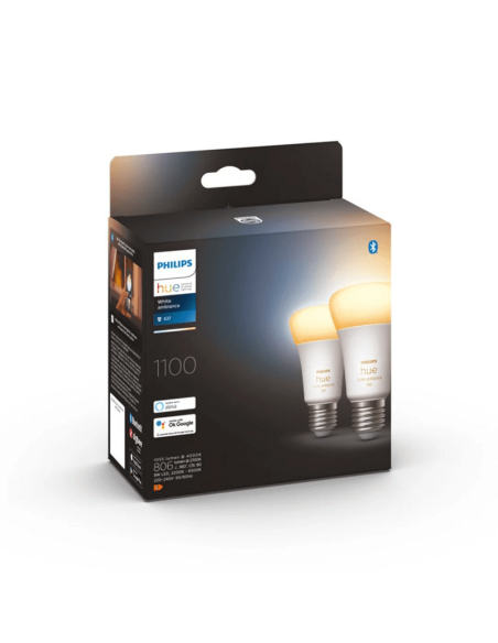 Ampoule intelligente Philips Hue White Ambiance A60 8W 2200K-6500K E27 1100lm Pack 2 box produit