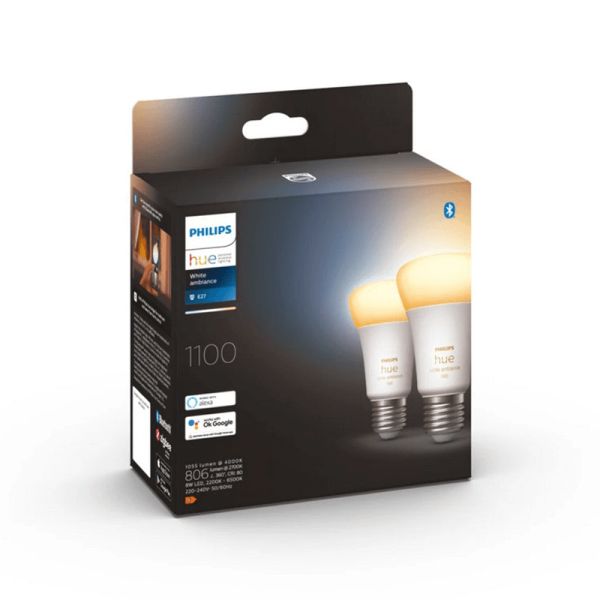 Lâmpada inteligente Philips Hue White Ambiance A60 8W 2200K-6500K E27 1100lm Pack 2 box product