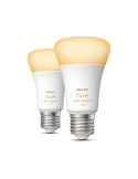 Philips Hue White Ambiance A60 8W 2200K-6500K E27 1100lm Pack 2 Smart Bulb On