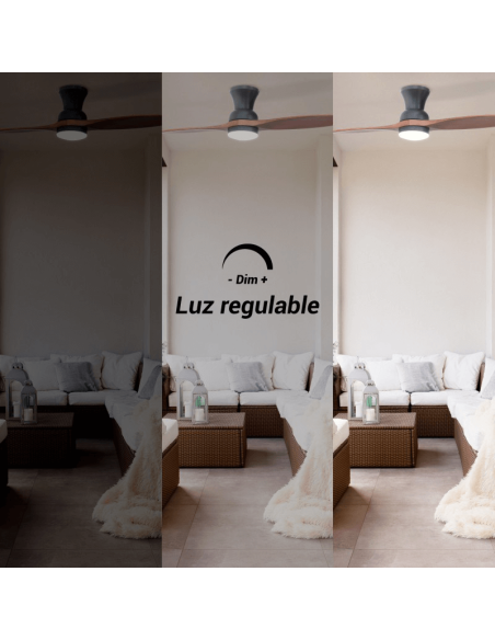 Ventilador de Techo LED estilo Industrial Duplo marrón DC luz regulable