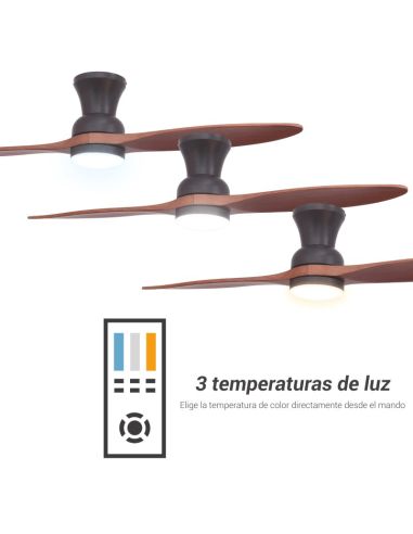 Ventilador de Techo LED estilo Industrial Duplo marrón DC temperatura de luz