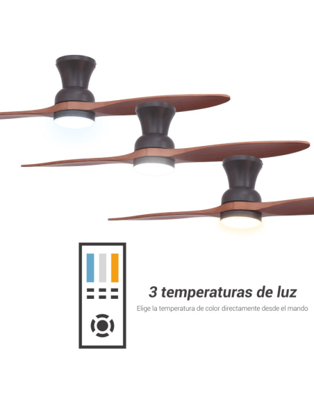 Ventilador de Techo LED estilo Industrial Duplo marrón DC temperatura de luz