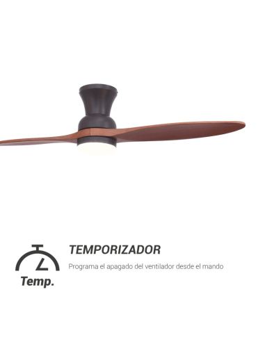 Ventilador de teto LED duplo estilo industrial marrom com temporizador DC