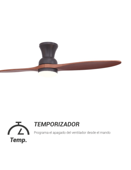 Ventilador de teto LED duplo estilo industrial marrom com temporizador DC