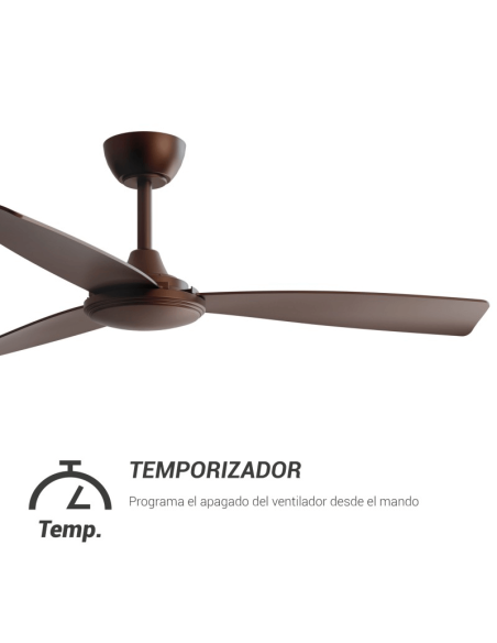 Ventilateur de plafond Lia marron IP20 DC minuterie intérieure