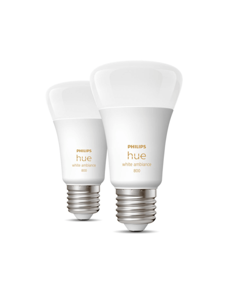 Lâmpada inteligente Philips Hue White Ambiance LED 6W 2200K-6500K A60 E27 800lm Pacote 2