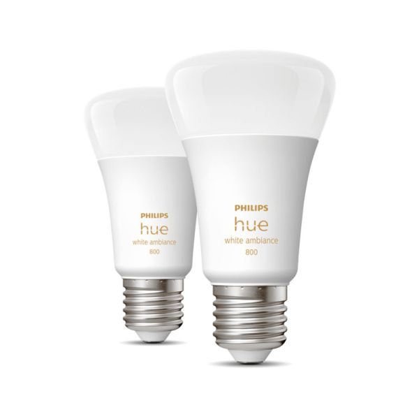 Bombilla inteligente Philips Hue White Ambiance LED 6W 2200K-6500K A60 E27 800lm Pack 2