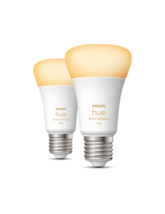 Bombilla inteligente Philips Hue White Ambiance LED 6W 2200K-6500K A60 E27 800lm Pack 2 encendidas