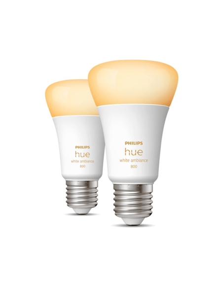 Bombilla inteligente Philips Hue White Ambiance LED 6W 2200K-6500K A60 E27 800lm Pack 2 encendidas