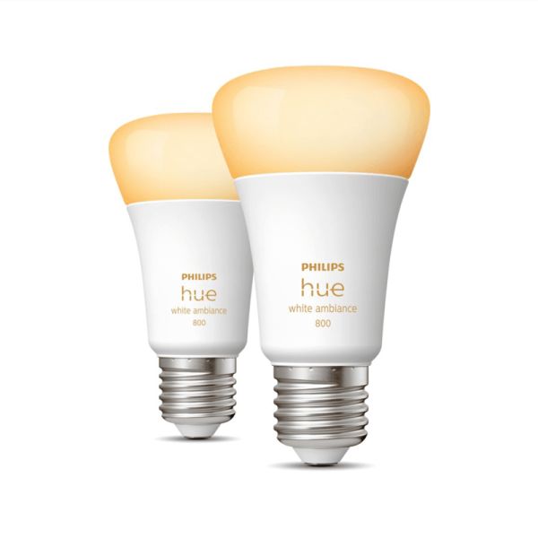 Bombilla inteligente Philips Hue White Ambiance LED 6W 2200K-6500K A60 E27 800lm Pack 2 encendidas