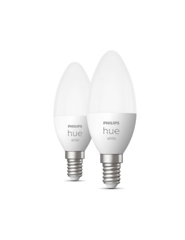 Philips Hue Ampoule LED Connectée 5,5W 2700K Bougie 470lm E14 Pack 2