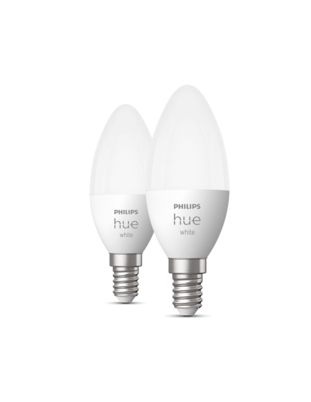 Philips Hue Ampoule LED Connectée 5,5W 2700K Bougie 470lm E14 Pack 2