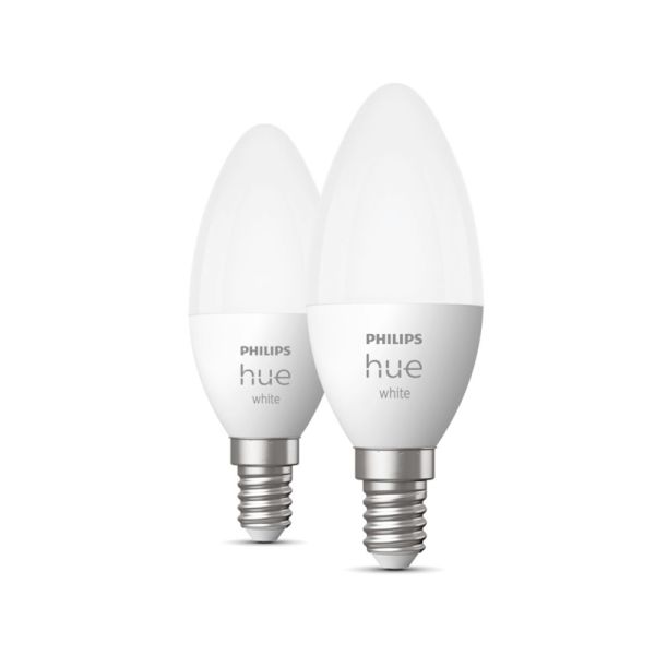 Bombilla inteligente Philips Hue  LED 5.5W 2700K Vela 470lm E14 Pack 2