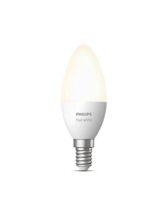 Bombilla inteligente Philips Hue LED 5.5W 2700K Vela 470lm E14 bombilla encendida