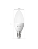 Bombilla inteligente Philips Hue LED 5.5W 2700K Vela 470lm E14 medidas producto
