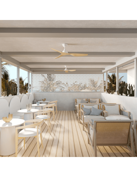 Ventilateur de plafond en bois de lierre pour environnement DC intérieur/extérieur