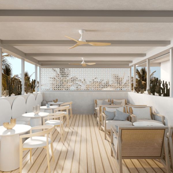 Ventilateur de plafond en bois de lierre pour environnement DC intérieur/extérieur