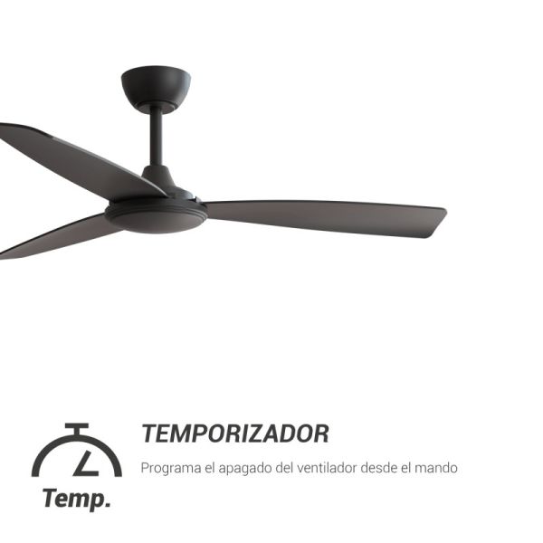 Ventilateur de plafond Lia noir IP20 DC minuterie intérieure