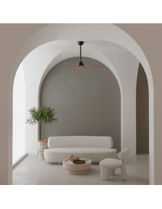 Ventilateur de plafond en bois naturel pour balcon DC intérieur/extérieur 2