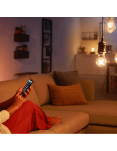 Bombilla inteligente 7W 550lm Philips Globo 2100K G93 E27 encendida 2