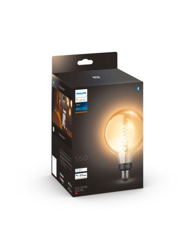 Bombilla inteligente 7W 550lm Philips Globo 2100K G93 E27 caja producto