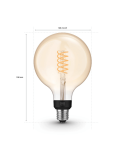 Bombilla inteligente 7W 550lm Philips Globo 2100K G93 E27 medidas producto