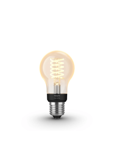 Bombilla inteligente Philips HueWhite 7W 2100K 550lm A60 E27 encendida