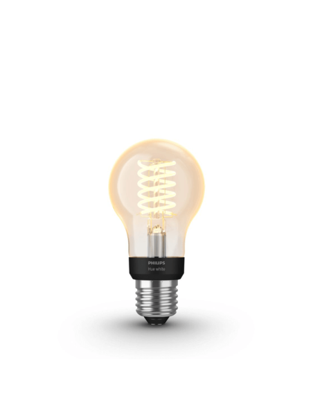 Bombilla inteligente Philips HueWhite 7W 2100K 550lm A60 E27 encendida