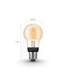 Bombilla inteligente Philips HueWhite 7W 2100K 550lm A60 E27 medidas producto