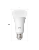 Bombilla inteligente Philips HueWhite 15.5W 2700K 1600lm A67 E27 medidas producto