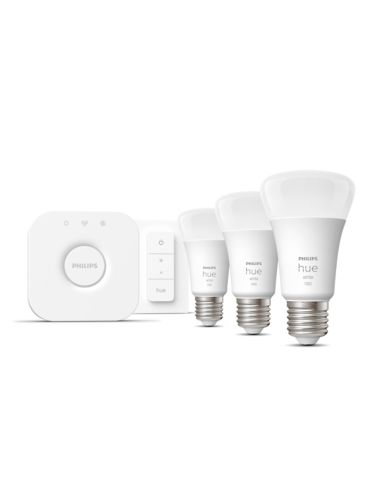 Kit de inicio bombillas inteligente Philips HueWhite 9.5W 2700K 1055lm E27 Hue Bridge incluido