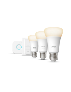 Kit de inicio bombillas inteligente Philips HueWhite 9.5W 2700K 1055lm E27 Hue Bridge incluido encendidas