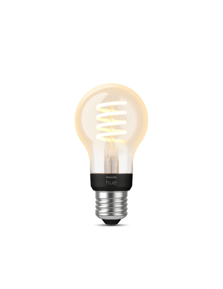 Bombilla inteligente Philips Hue White Ambiance 7W 2200-4500K Fil 550lm A60 E27 encendida